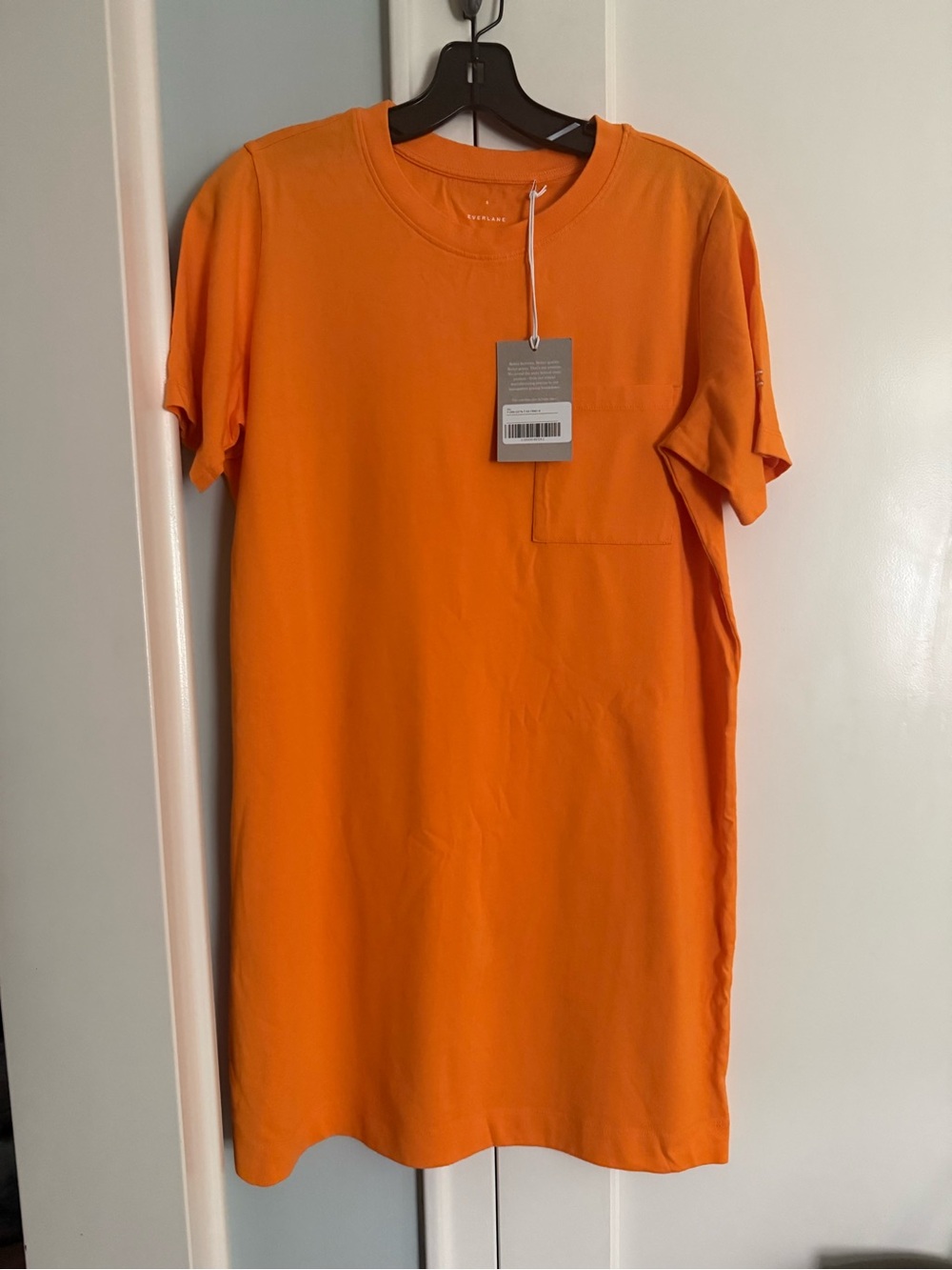 Bright Orange Pocket Crewneck T-Shirt Dress